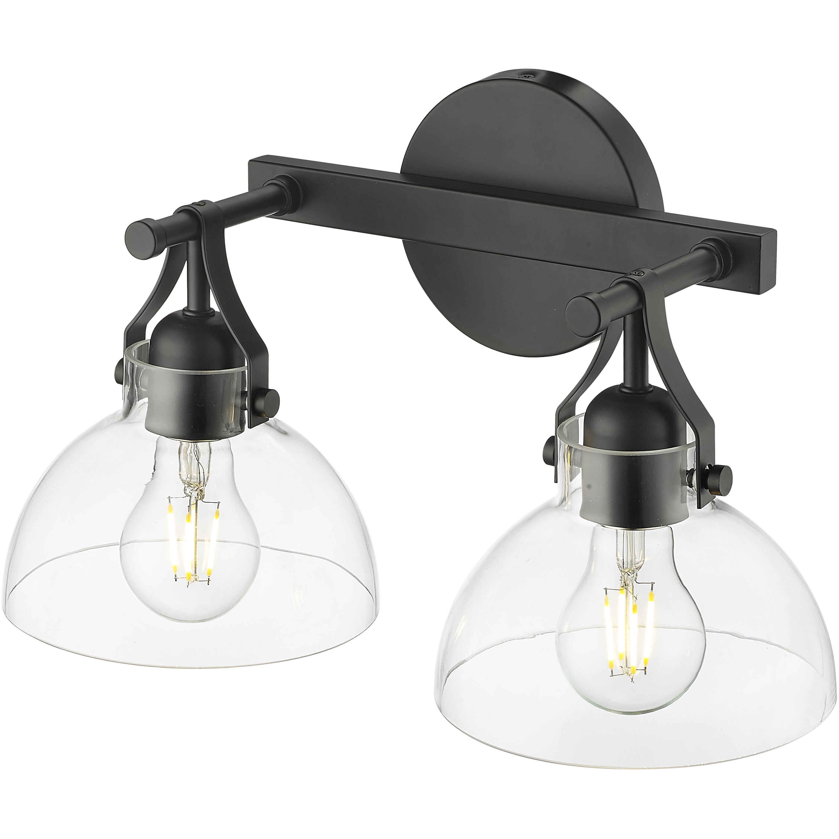 None 2 Light 14.5 inch Matte Black Bathroom Vanity Light Wall Light